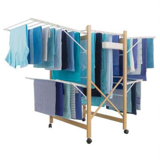 Séchoir à linge pliable deluxe capacité 27M blanc et effet bois