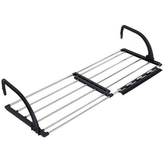Séchoir à linge noir pour radiateur, extensible, pour balcon et en pente, 45 x 38 cm