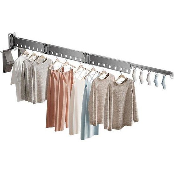Séchoir à linge pivotant en aluminium avec crochets, pliable, compact, pour balcon, salle de bains, chambre à coucher