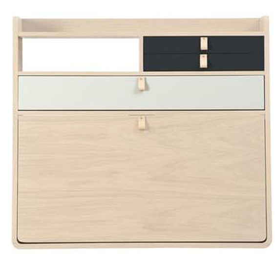 Secrétaire mural Gaston  - gris ardoise/gris clair - Chêne - 80 cm