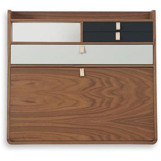 Secrétaire mural Gaston  - gris ardoise/gris clair - Noyer - 80 cm