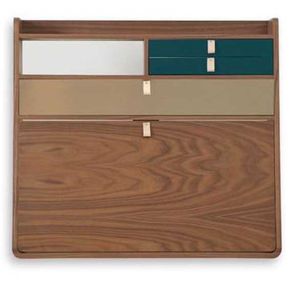 Secrétaire mural Gaston  - petrol/laiton - Noyer - 80 cm
