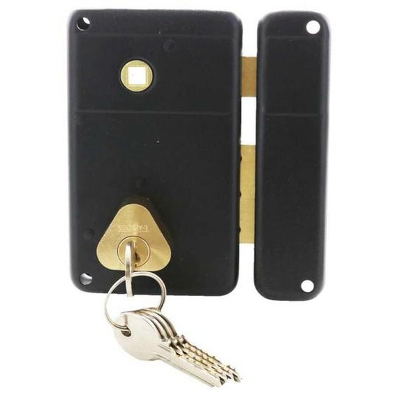 Secury-t - Serrure en applique axe à 45mm verticale noire ouverture à droite