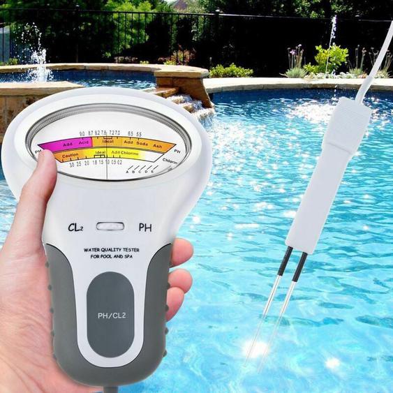 Seenlin - Testeur électronique de qualité deau pour piscine, mesurant le pH et la teneur en chlore, avec câble de 13 cm.-DPZO