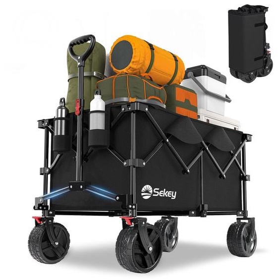 Sekey XXL 200KG Pliable avec sangles, pneus extra larges 17x10 cm, Noir