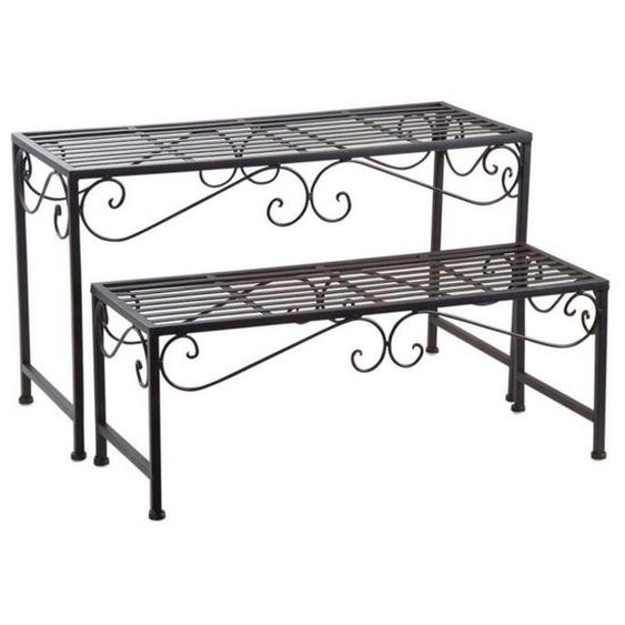 Sellettes porte-plantes en métal vieilli (Lot de 2)