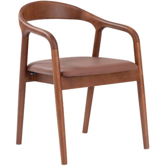 Selsey Battione - Chaise de salle à manger en bois avec accoudoirs, revêtue de similicuir marron/noyer, 56 cm