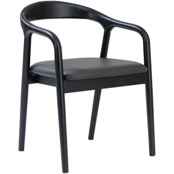 Selsey Battione - Chaise de salle à manger en bois avec accoudoirs, revêtue de similicuir noir, dimensions : 56 cm