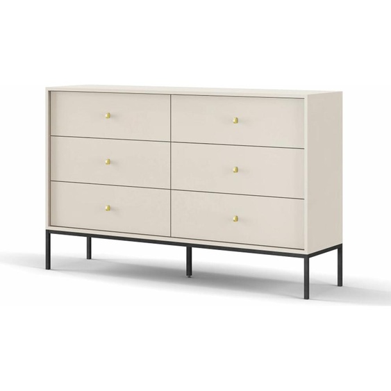 Selsey Commode Monne Commode double à 6 tiroirs, Beige look vintage