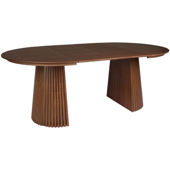 Selsey Formisty – Table à rallonges 120–200 x 120 cm, design à lamelles, aspect noyer