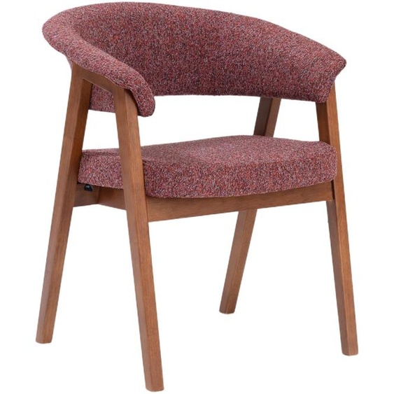 Selsey Nux - Chaise de salle à manger en bois massif avec accoudoirs, revêtue en bouclé bordeaux/noyer, 61 cm
