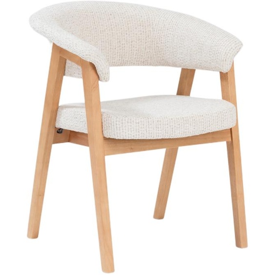Selsey Nux - Chaise de salle à manger en bois massif avec accoudoirs, revêtue en chenille beige clair, 61 cm