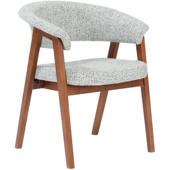 Selsey Nux - Chaise de salle à manger en bois massif avec accoudoirs, revêtue en velours vert clair/noyer, 61 cm