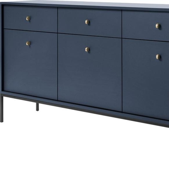 Selsey Sideboard Monne Commode 3 portes avec 3 tiroirs, Bleu foncé look vintage