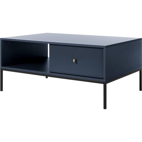 Selsey Table de salon Monne - Table basse rectangulaire avec tiroir, bleu foncé 68x104 cm