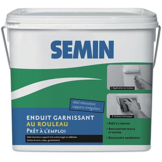 Semin - Enduit garnissant au rouleau pour la rénovation des supports très endommagés intérieur - seau de 10 kg