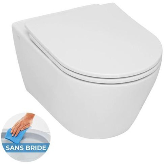 Serel cuvette suspendue sans bride, fixations invisibles, abattant slim softclose, blanc (SP26)
