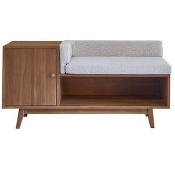 SERENE  Banc dentrée en teck massif et tissu bouclette 120 cm