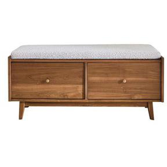 SERENE  Banc dentrée en teck massif et tissu bouclette 120 cm