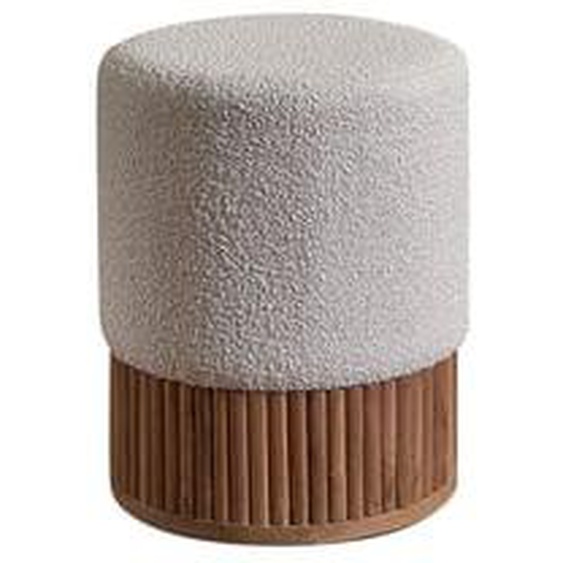 SERENE  Pouf en teck massif et tissu bouclette 38 cm