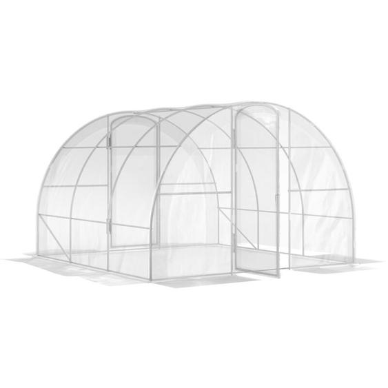 Serre tunnel de jardin 9 m² - 3 x 3 x 2 m - porte - acier galvanisé pe 150 g/m² transparent
