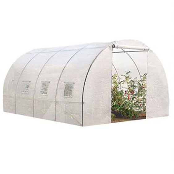 Serre tunnel de jardin Idmarket zebra - 12M² - Blanche - Gamme maraîchère - 4x3M