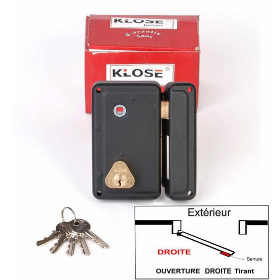 Klose Besser - Serrure Monopoint en Applique à Fouillot Verticale 130 x 75 mm - ( idem jpm cisa ) 3 clés 45mm - Droite