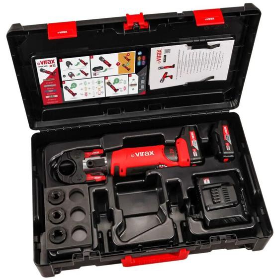 Sertisseuse électro-mécanique Virax L2X 18V Li-Ion 2x2.0Ah avec inserts TH16/TH20/TH26 force de poussée 20kN