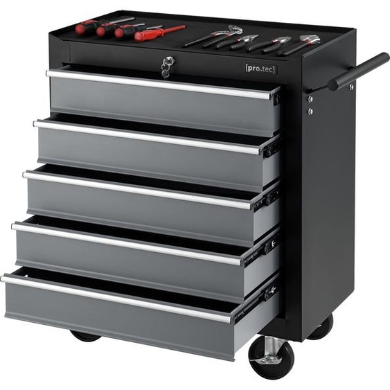 Servante datelier avec 5 tiroirs et 4 roulettes Acier noir