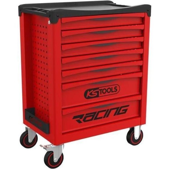 Servante - Vide - 7 tiroirs - KS Tools - 855.0007 - Rouge - Servante datelier racing - Vide avec mousse - Plateau ABS gradué