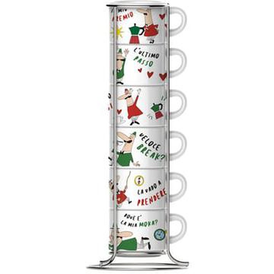 Service à Expresso Italy avec 6 Tasses et Support