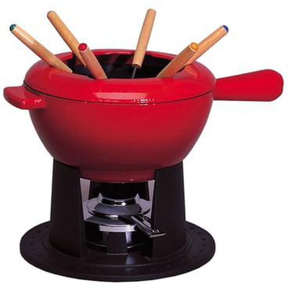Service à fondu CERISE et manche en fonte céramique rouge Ø22 cm