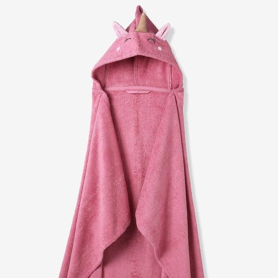 Serviette à capuche licorne framboise
