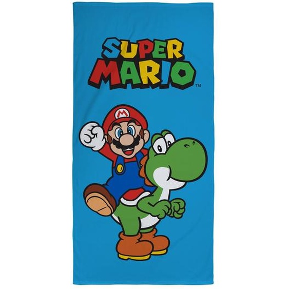 Serviette De Bain Et De Plage Imprimée 100% Coton, Super Mario Yoshi Bleu