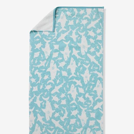 Serviette de bain / plage personnalisable, avec coton recyclé bleu imprimé
