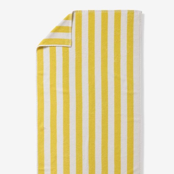 Serviette de bain rayée TRANSAT personnalisable, avec coton recyclé rayé jaune