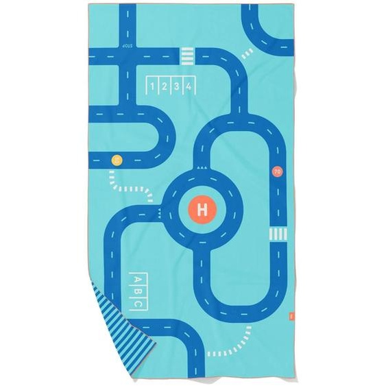 Serviette De Plage 2 En 1 Jeu Déquilibre (180 X 180 Cm) Bleu, Orange, Blanc