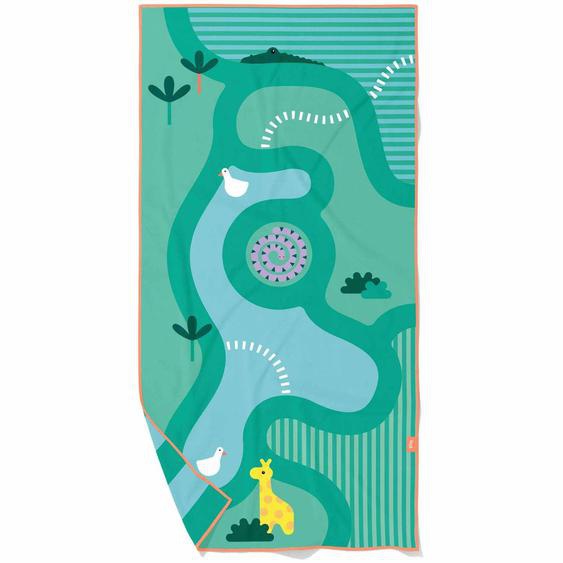 Serviette De Plage 2 En 1 Vert Deau, Bleu, Blanc