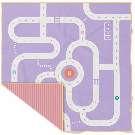 Serviette De Plage 2 En 1 Violet, Blanc, Orange