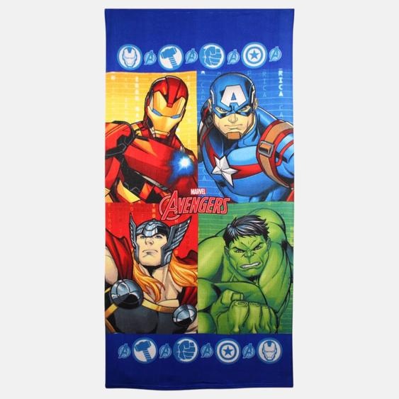 Serviette De Plage Avec Imprimé Avengers Bleu