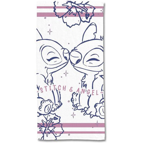 Serviette De Plage Disney Angel Et Stitch Polycoton Blanc