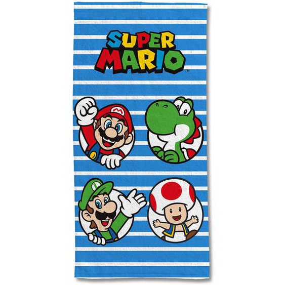 Serviette De Plage Mario Rayé Coton Bleu