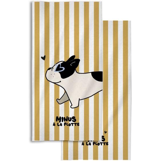 Serviette De Plage Minus Bouledogue (70x140 Cm) Jaune