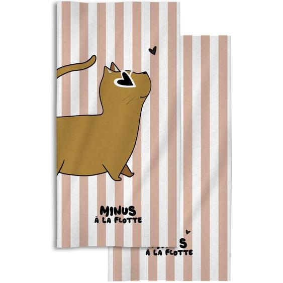 Serviette De Plage Minus Chat (70x140 Cm) Rose, Orange