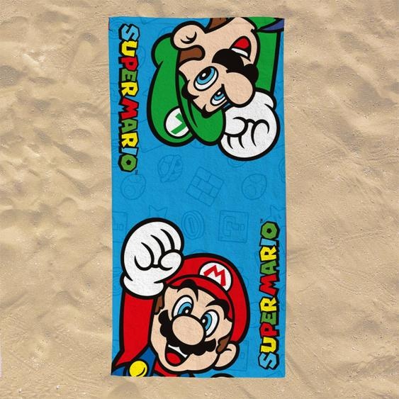 Serviette De Plage Super Mario Coton Bleu