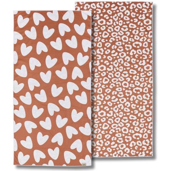 Serviette Microfibre Blanc-marron (70 X 140 Cm) Blanc, Marron