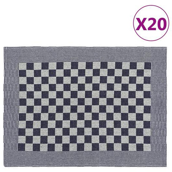 Serviettes de cuisine 20 pcs bleu et blanc 50x70 cm coton