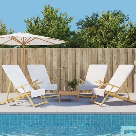 Serviettes de plage 4 pcs blanc 60x135 cm tissu 400 GSM
