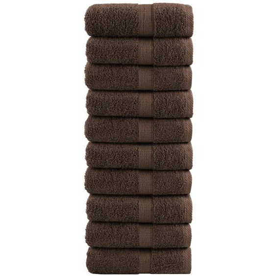Serviettes de toilette premium SOLUND 10 pièces Marron 30 x 30 cm 600 g/m²