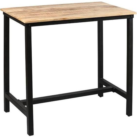 Table Mange-Debout - ALTOBUY - Seryne - Bois Massif - Acier Noir - 4 Places - 120cm